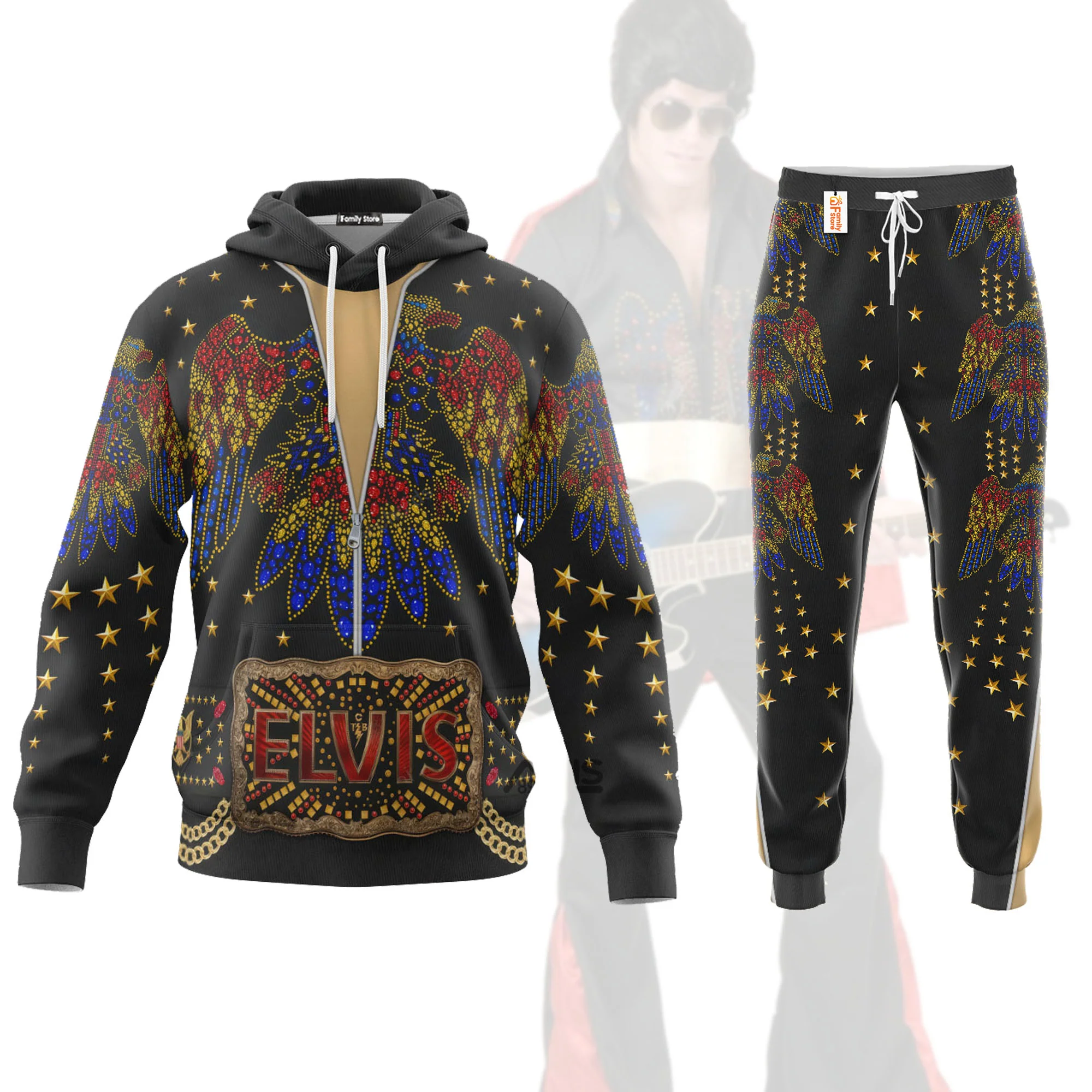 Elvis EAGLE Black - Costume Hoodie Sweatshirt T-Shirt Sweatpants CSELV008