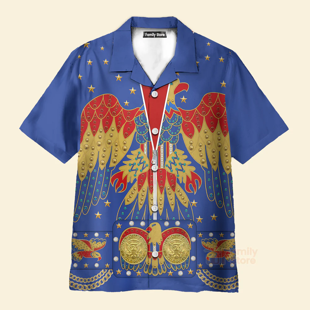Elvis EAGLE Blue - Costume Cosplay Hawaiian Shirt CSELV023