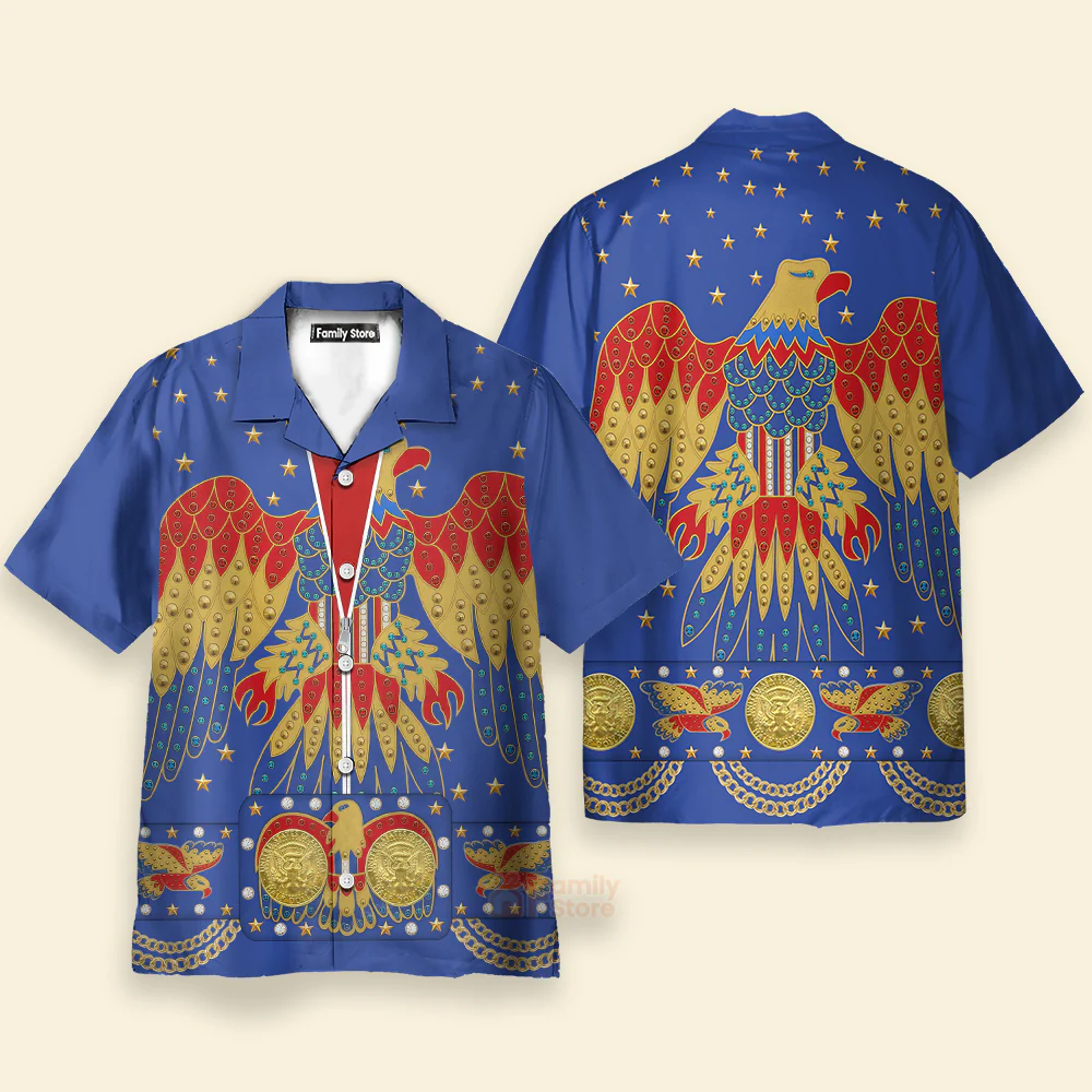 Elvis EAGLE Blue - Costume Cosplay Hawaiian Shirt CSELV023 - Image 2
