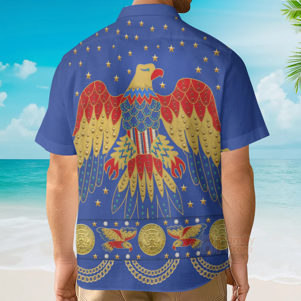 Elvis EAGLE Blue - Costume Cosplay Hawaiian Shirt CSELV023 - Image 3