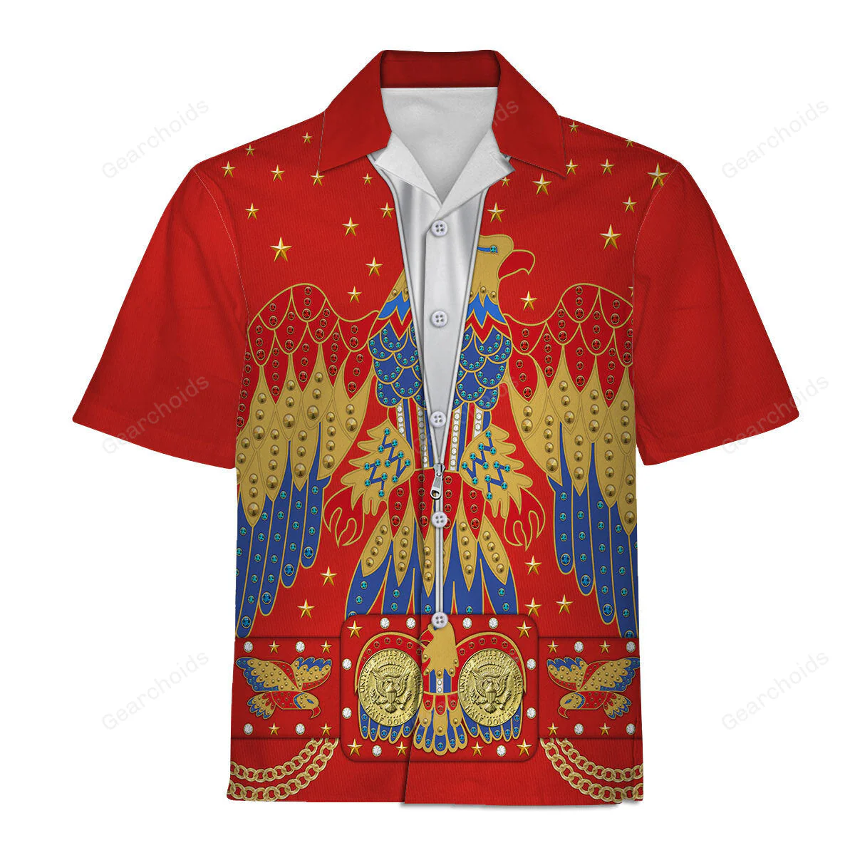 Elvis EAGLE Red  - Costume Cosplay Hawaiian Shirt CSELV026