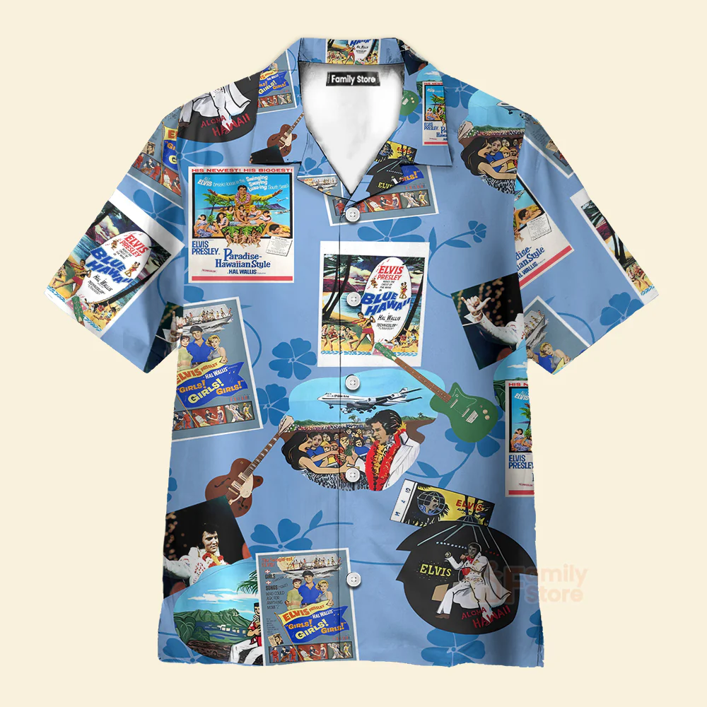 Elvis Is Playing Music And Guitar - Hawaiian Shirt