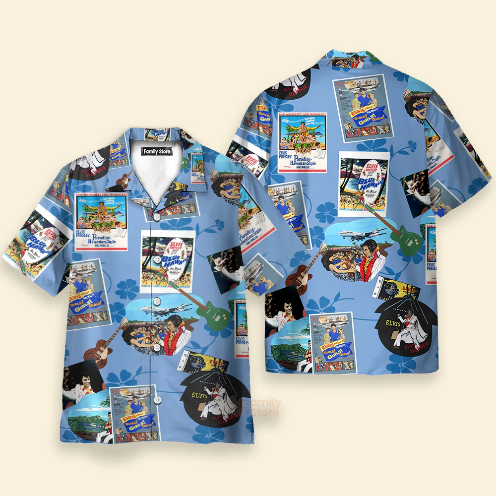 Elvis Is Playing Music And Guitar - Hawaiian Shirt - Image 2