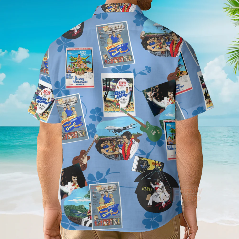 Elvis Is Playing Music And Guitar - Hawaiian Shirt - Image 3