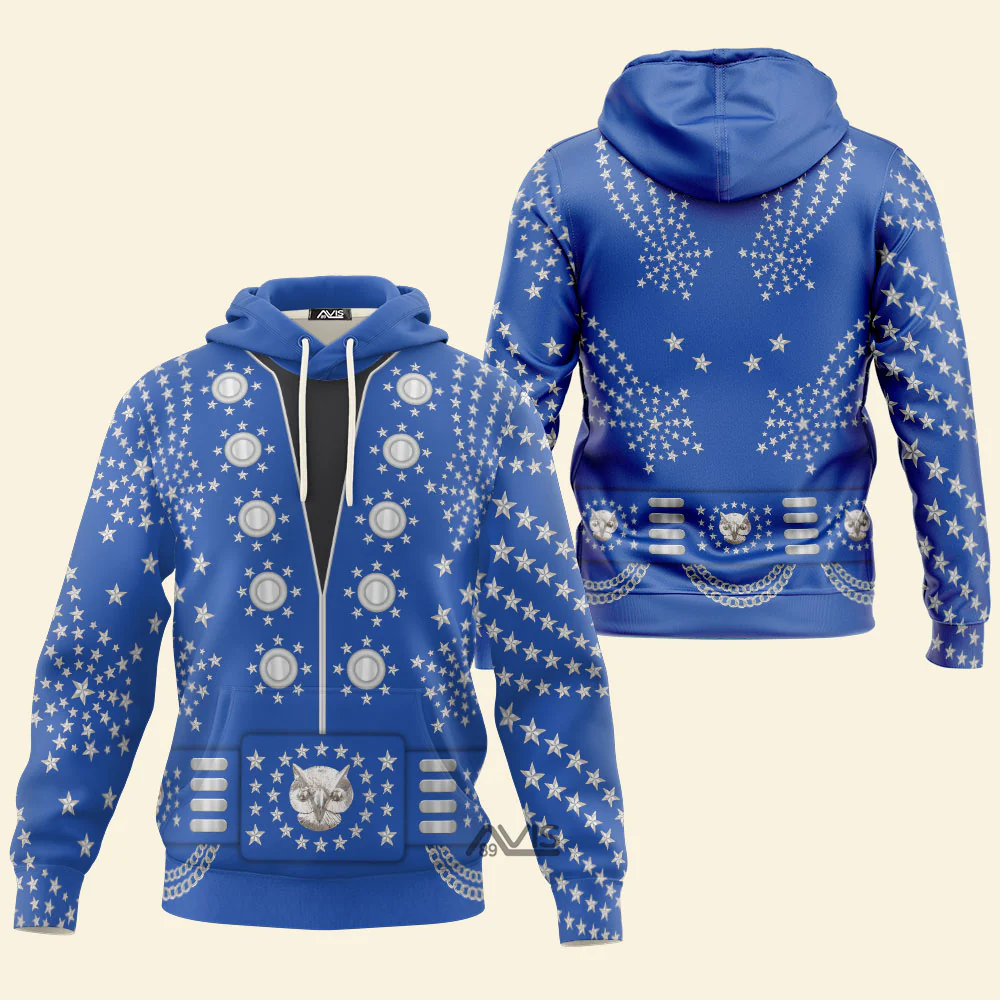 Elvis Owl Blue - Costume Cosplay  Hoodie Sweatshirt Sweatpants CSELV006 - Image 3