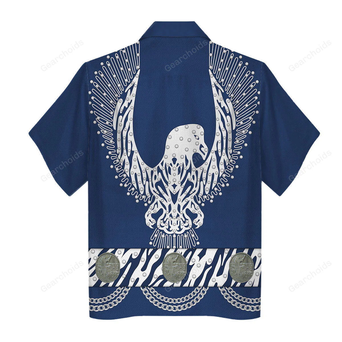 Elvis Silver Phoenix Blue - Costume Cosplay Hawaiian Shirt CSELV018 - Image 2