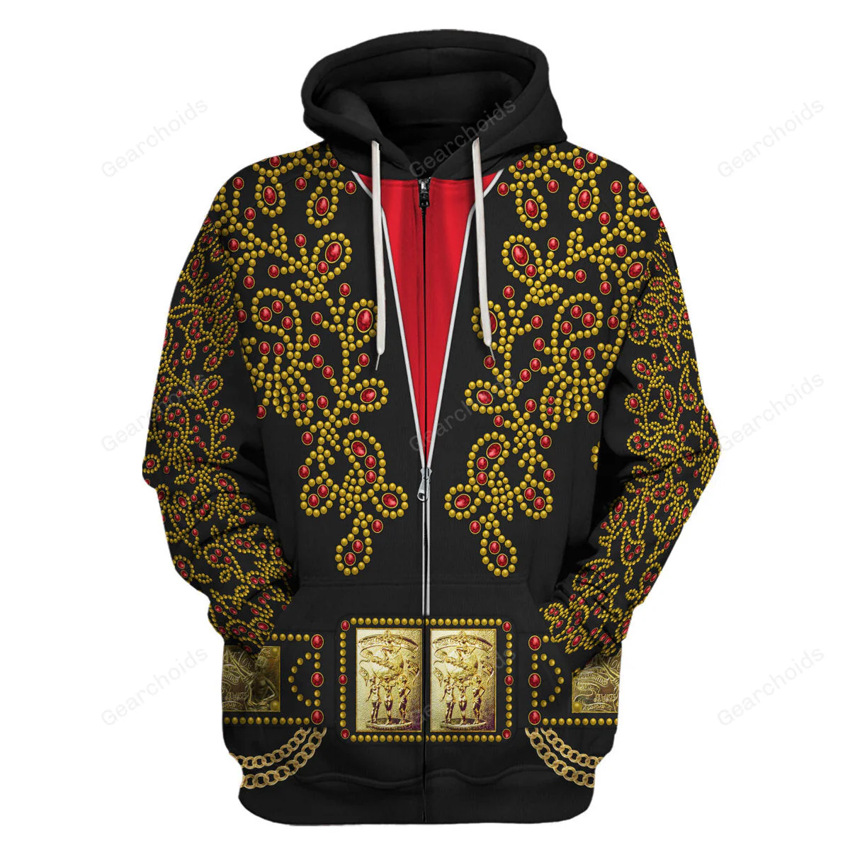 Elvis Spanish Flower - Black With Red Stones - Costume Cosplay Hoodie Sweatshirt Sweatpants CSELV037 - Image 3