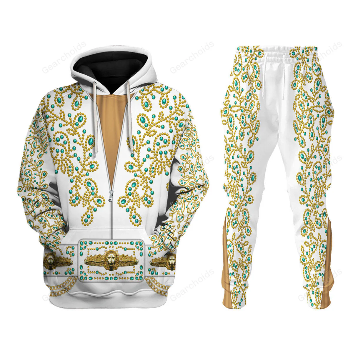 lvis Spanish Flower - White With Green Stones - Costume Cosplay Hoodie Sweatshirt Sweatpants CSELV032