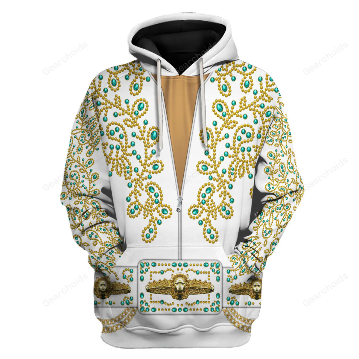 lvis Spanish Flower - White With Green Stones - Costume Cosplay Hoodie Sweatshirt Sweatpants CSELV032 - Image 2