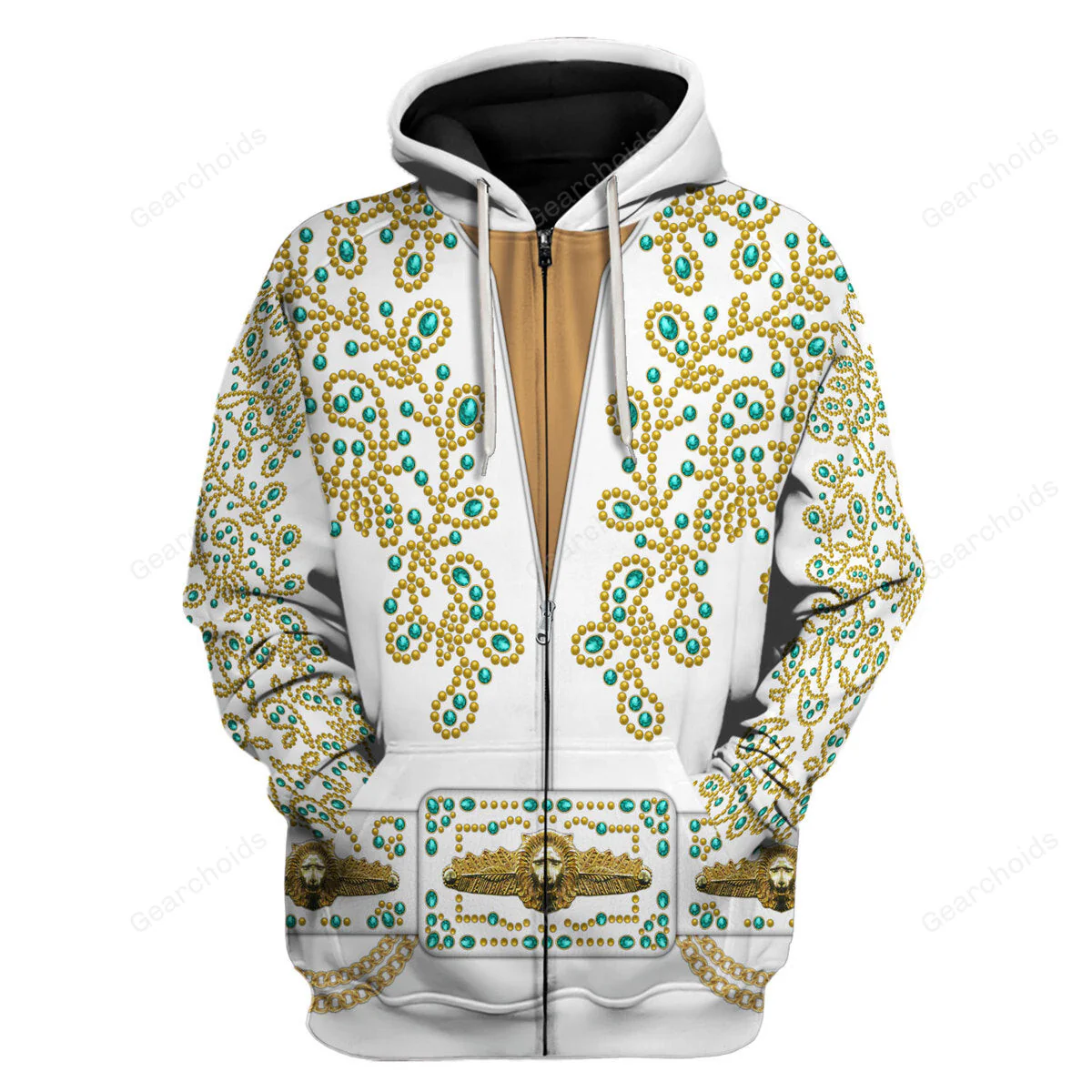 lvis Spanish Flower - White With Green Stones - Costume Cosplay Hoodie Sweatshirt Sweatpants CSELV032 - Image 3