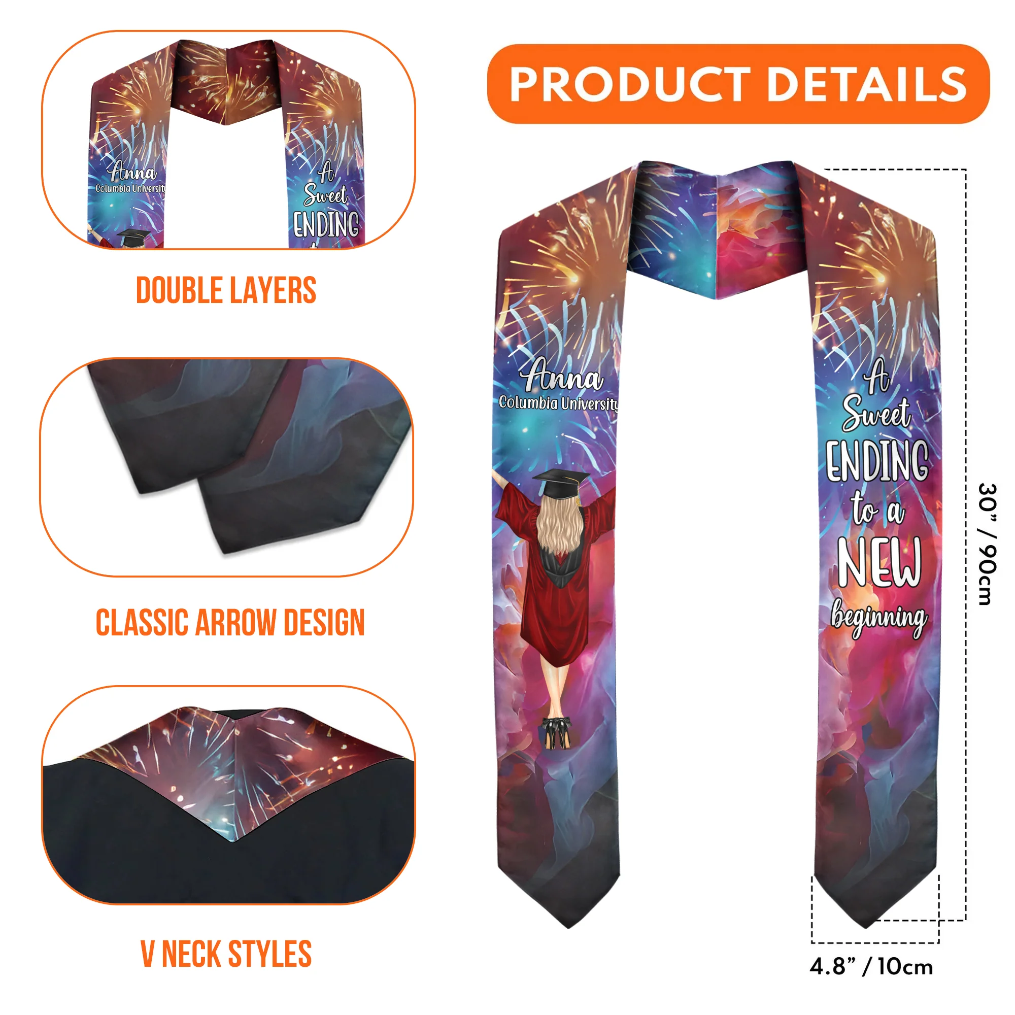 Ending To New Beginning - Personalized Graduation Stoles - Graduation Gift, Senior Gift | GR4 NH96 - Image 5
