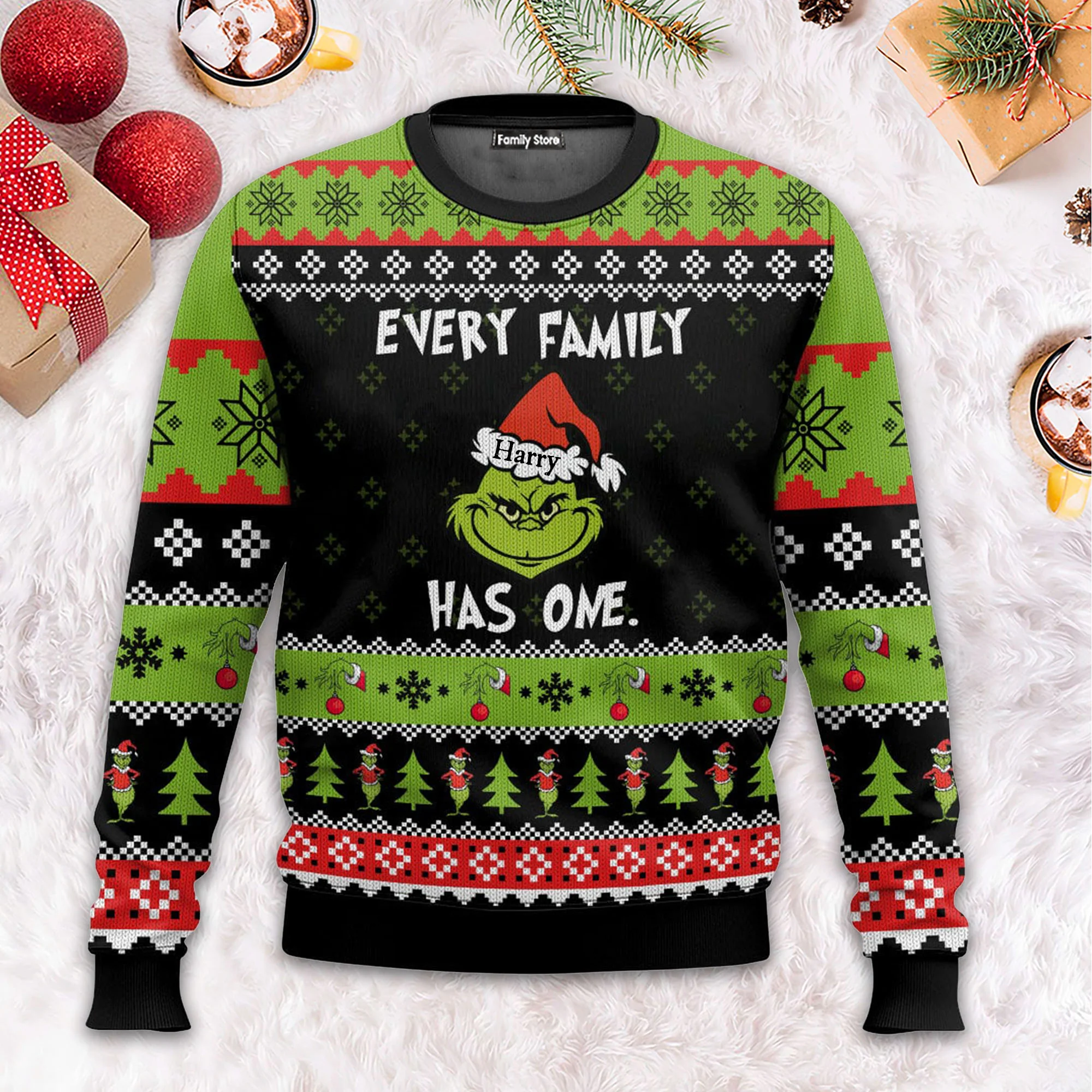 Every Family Has One Green Monster - Gift For Family Members, Friends- Personalized Ugly Sweater - CL42 NA94 - Image 2