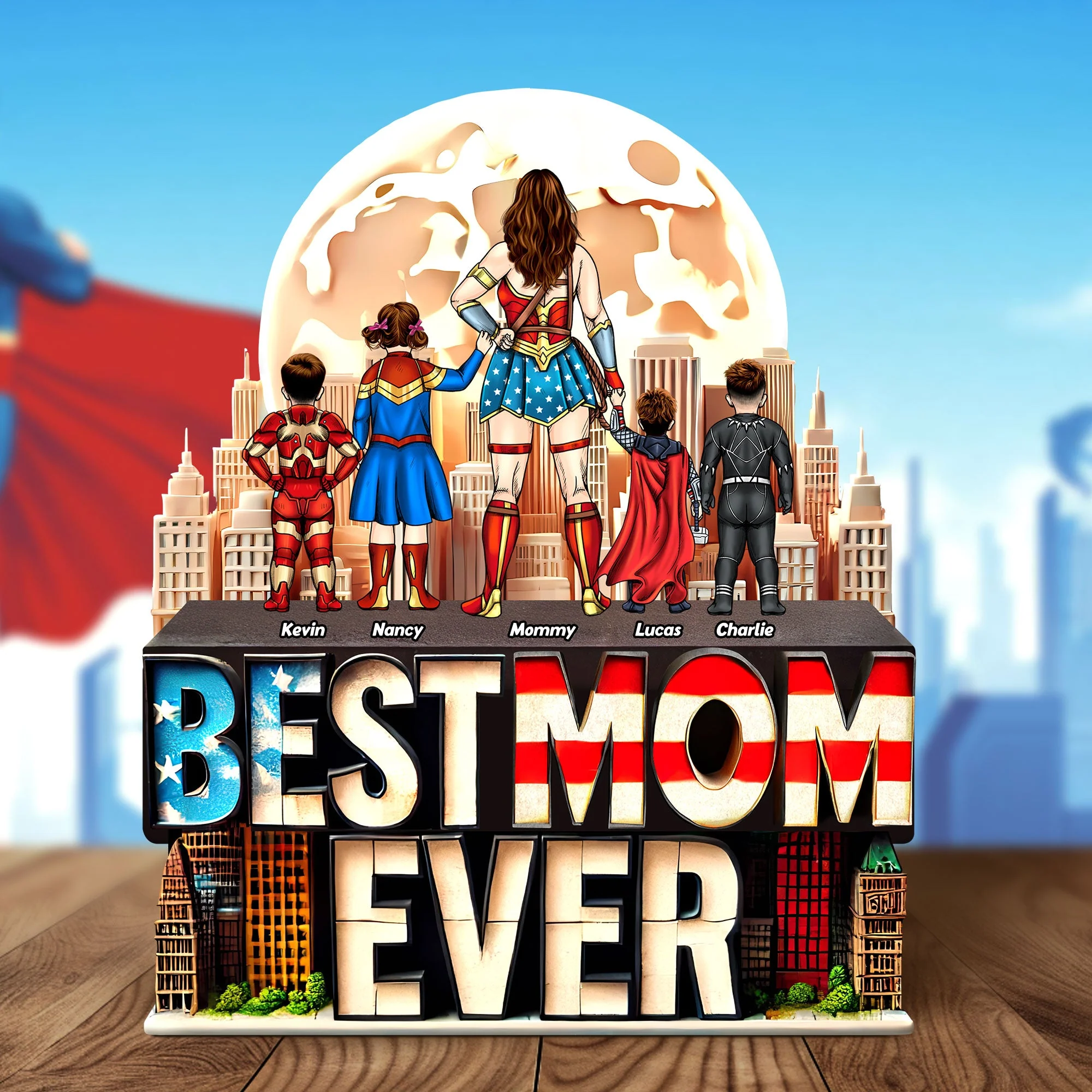 Every Family Needs a Super Mom - Personalized Shaped Acrylic Plaque - Gift For Mom