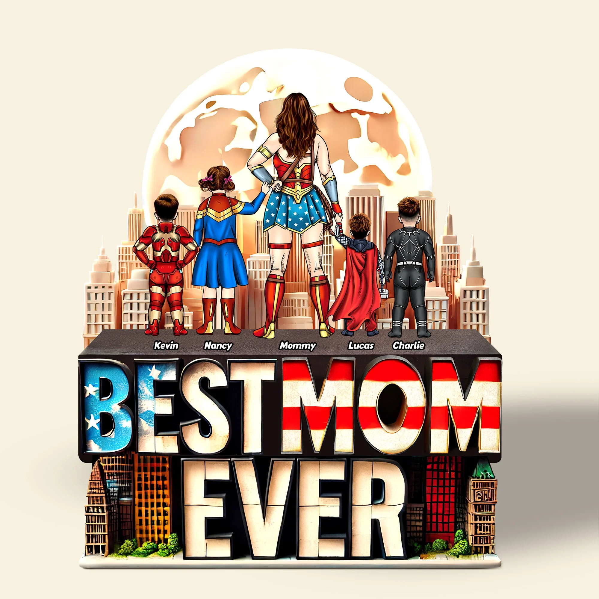 Every Family Needs a Super Mom - Personalized Shaped Acrylic Plaque - Gift For Mom - Image 3