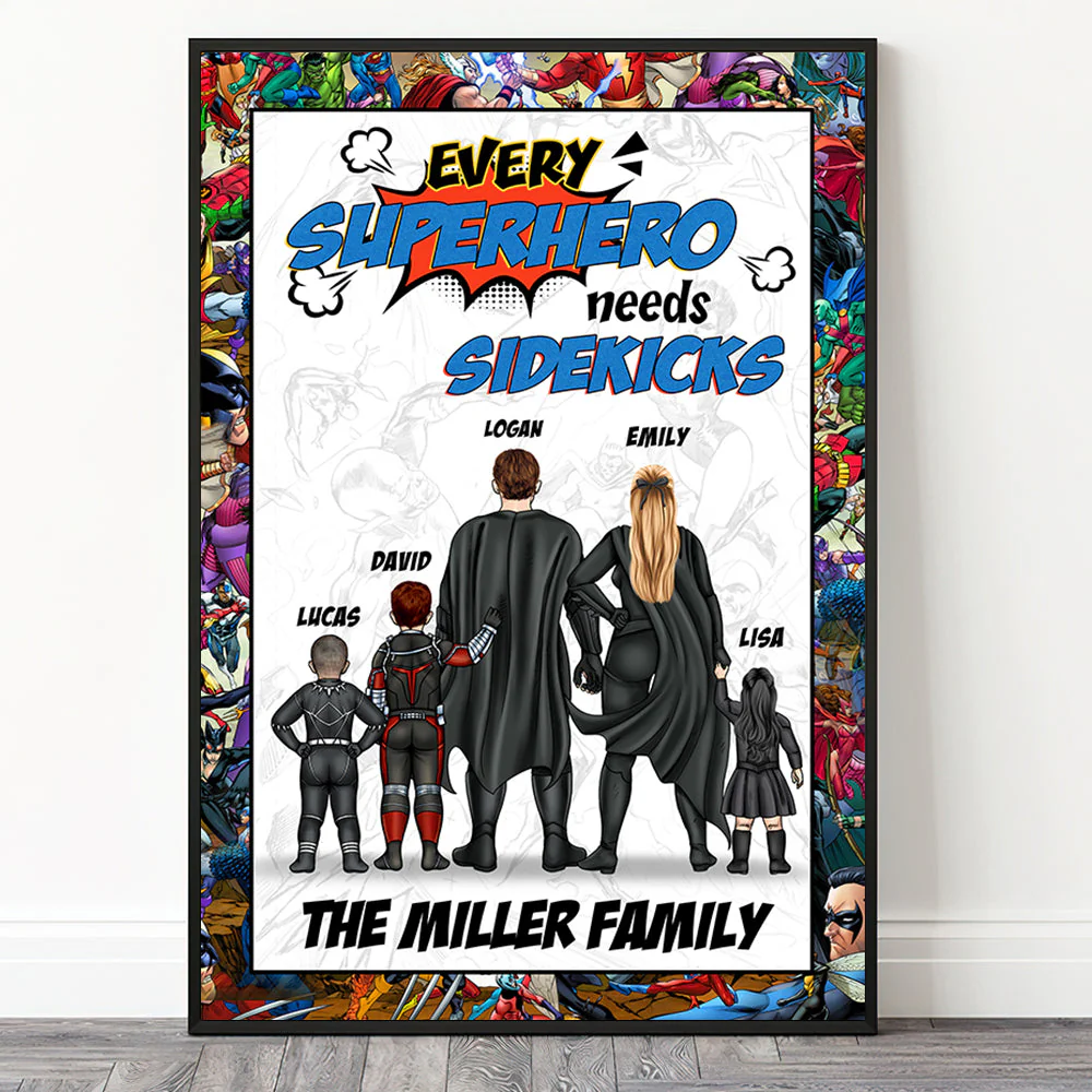Super Hero Every Super Family Needs Sidekicks, Personalized Canvas Print - CL02 PT - Image 2