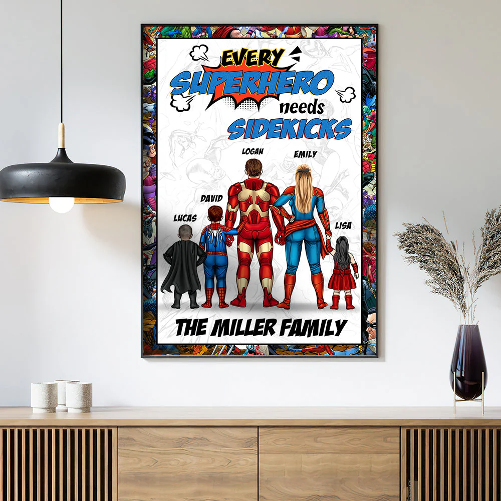 Super Hero Every Super Family Needs Sidekicks, Personalized Canvas Print - CL02 PT - Image 3