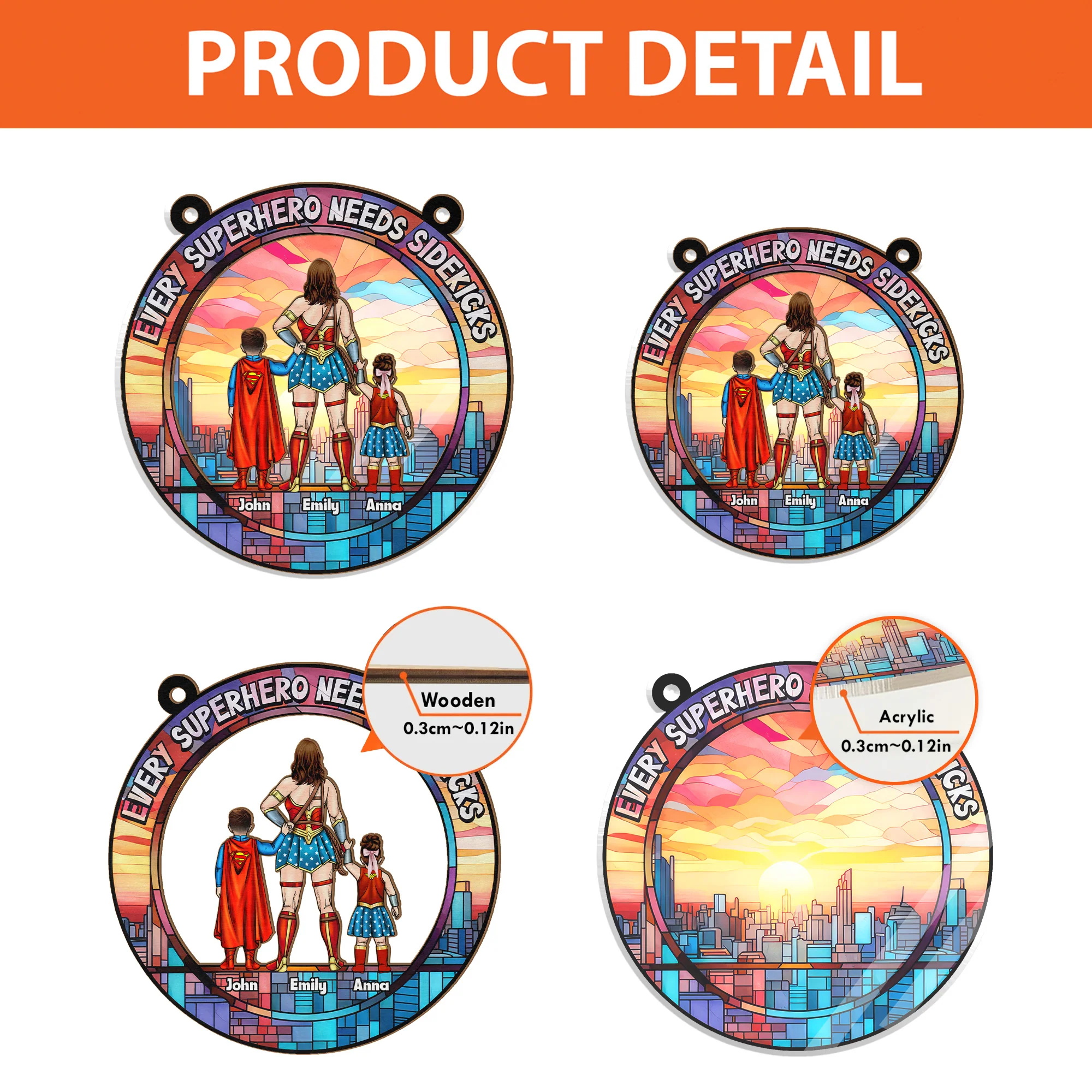 Every Superhero Needs A Sidekick - Personalized Window Hanging Suncatcher Ornament - Gift for Mom, Wife | CL02 NH96 - Image 4
