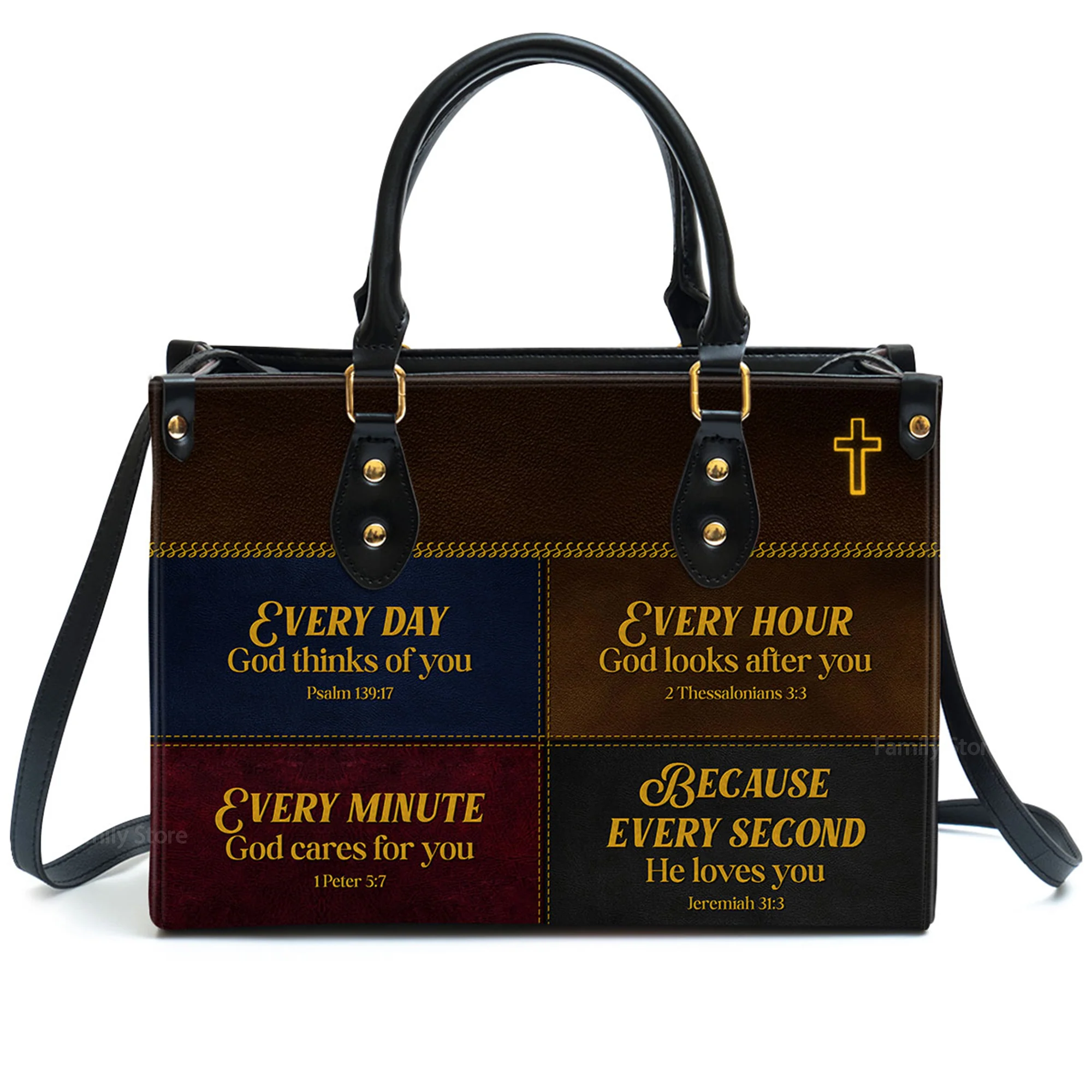 Everyday God Thinks Of You - Thoughtful Gift For Christians - Personalized Leather Handbag With Handle - AT4080931 - Image 2