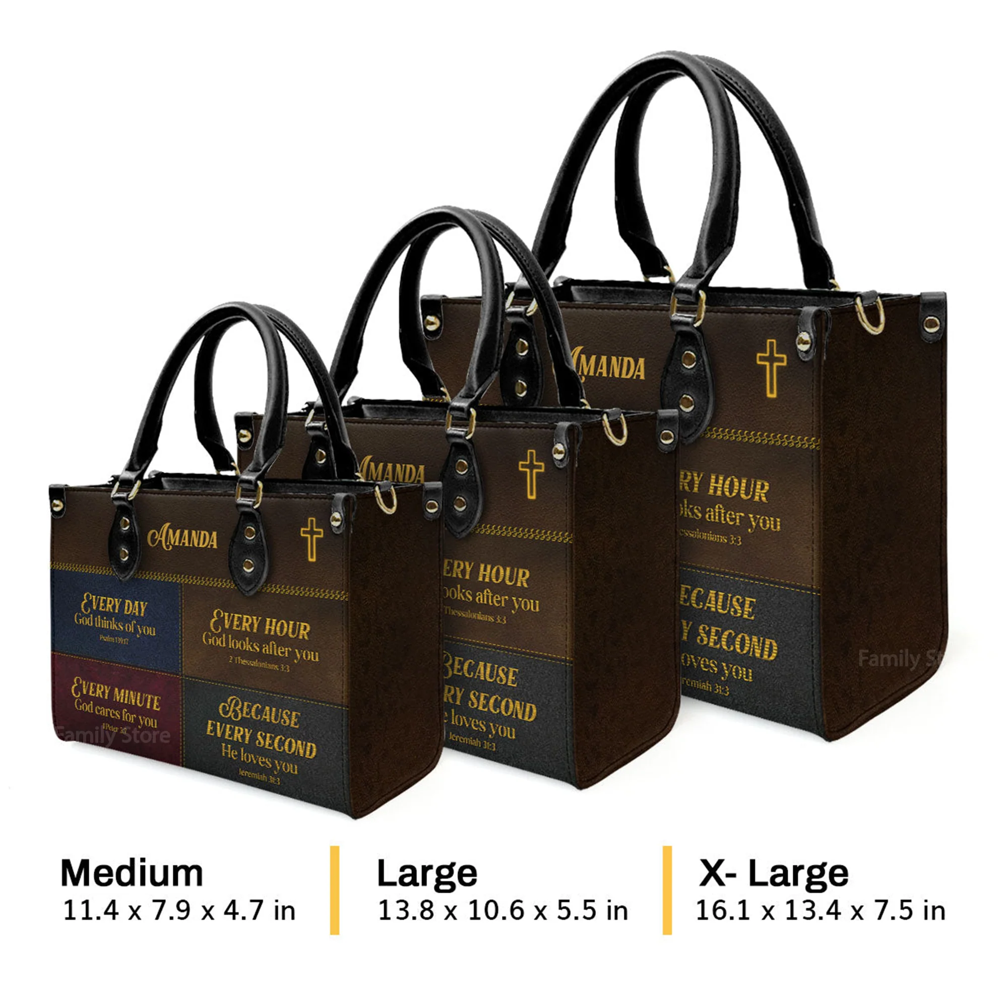 Everyday God Thinks Of You - Thoughtful Gift For Christians - Personalized Leather Handbag With Handle - AT4080931 - Image 4