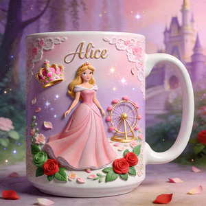Fairy Tale Princess - Personalized White Edge-To-Edge Mug - Gift For Kids NL122 - Image 2