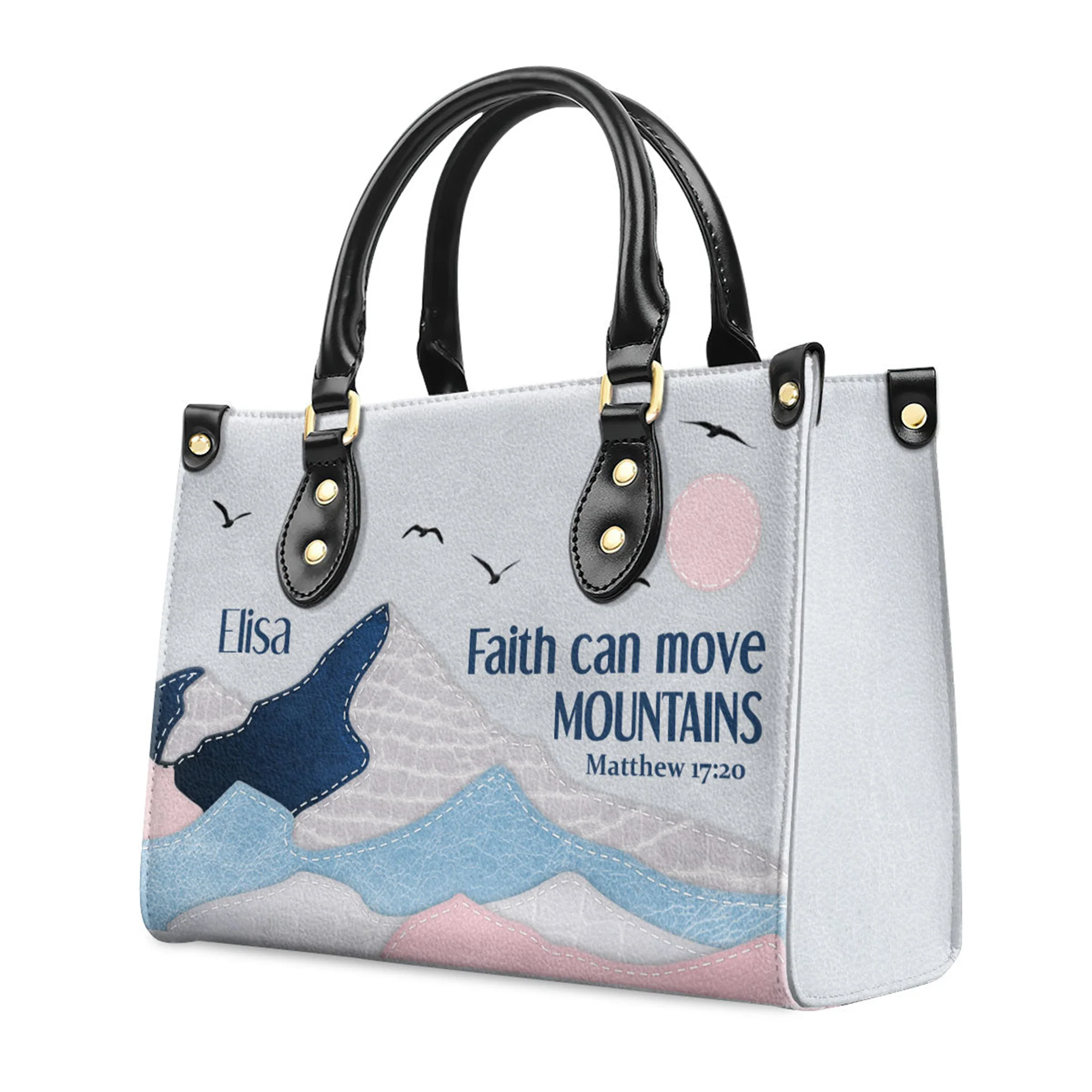 Faith Can Move Mountains - Thoughtful Gift For Christians - Personalized Leather Handbag With Handle - AT4081423 - Image 3