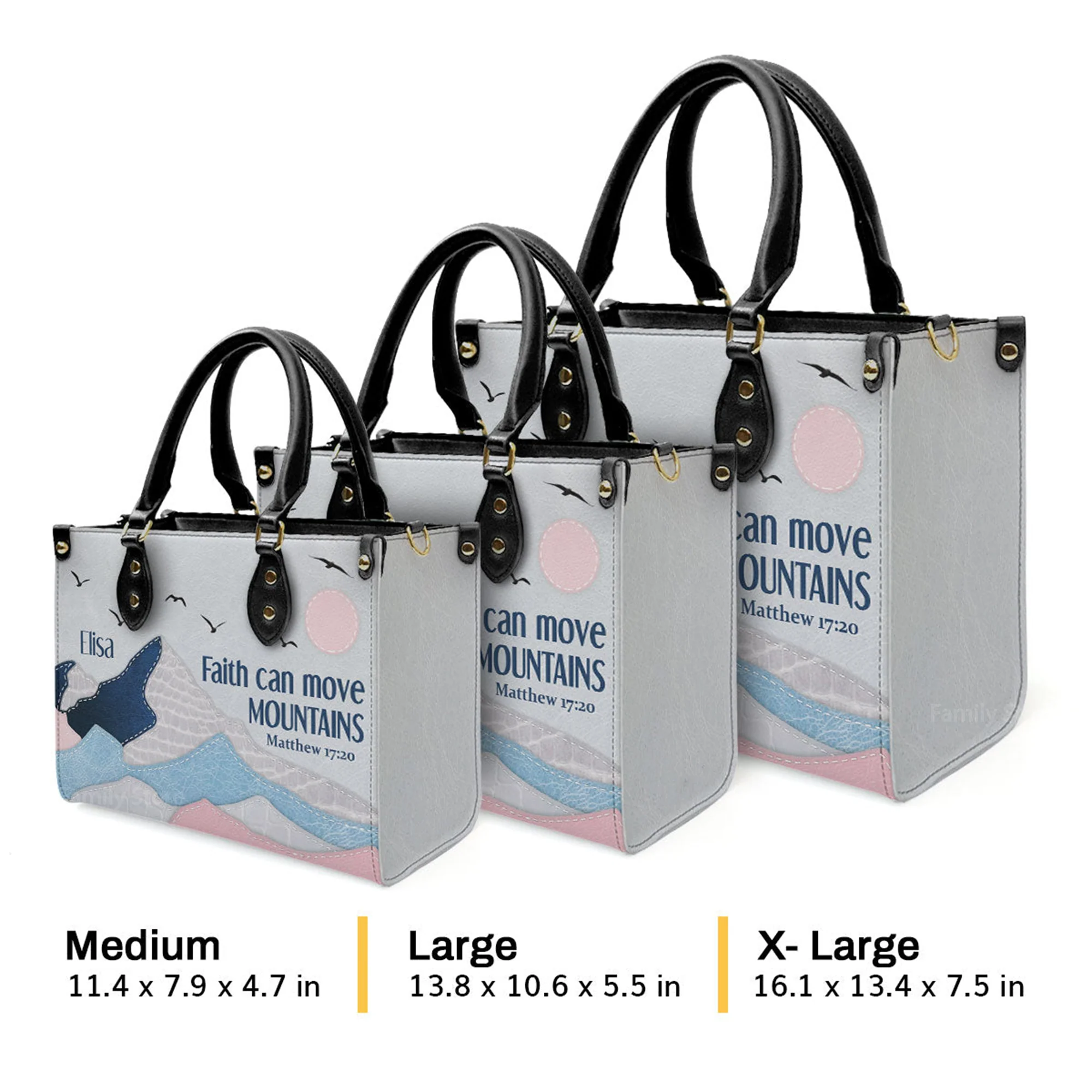 Faith Can Move Mountains - Thoughtful Gift For Christians - Personalized Leather Handbag With Handle - AT4081423 - Image 4
