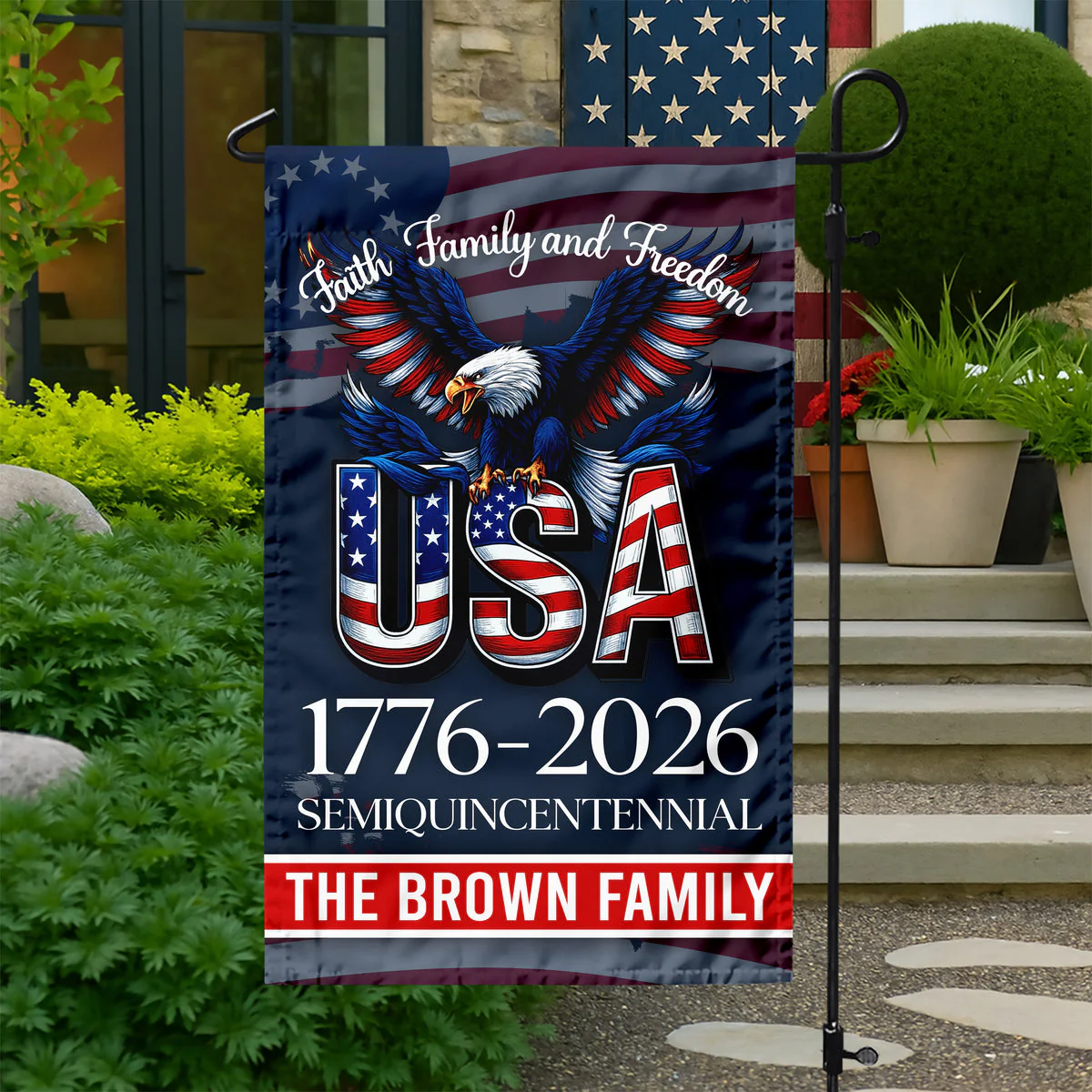 Faith, Family & Freedom America 250 Years - Personalized Flag - Patriotic Gift For Family | HN02 - Image 3