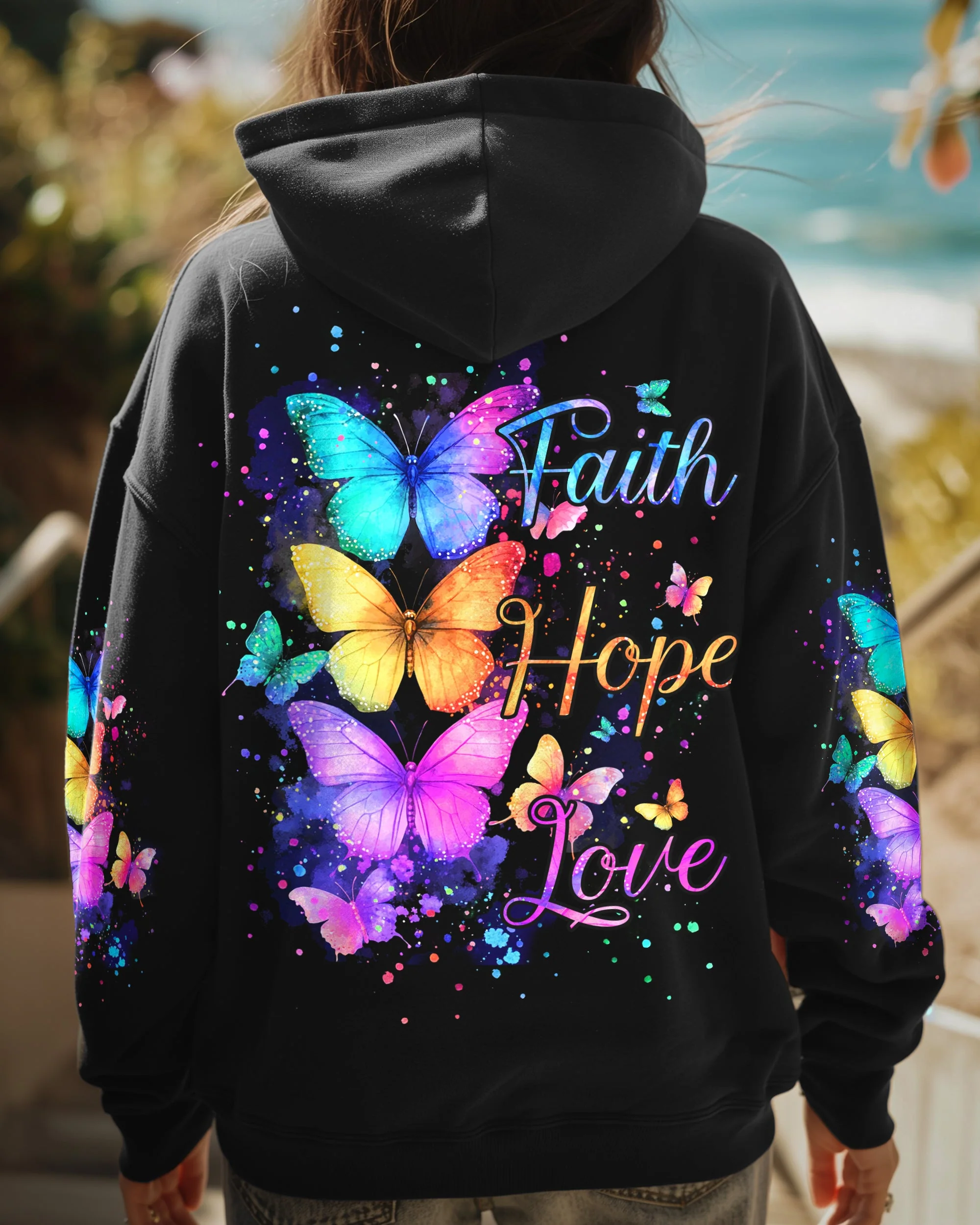 Faith Hope Love Butterflies Women's All Over Print Shirt - 2201251