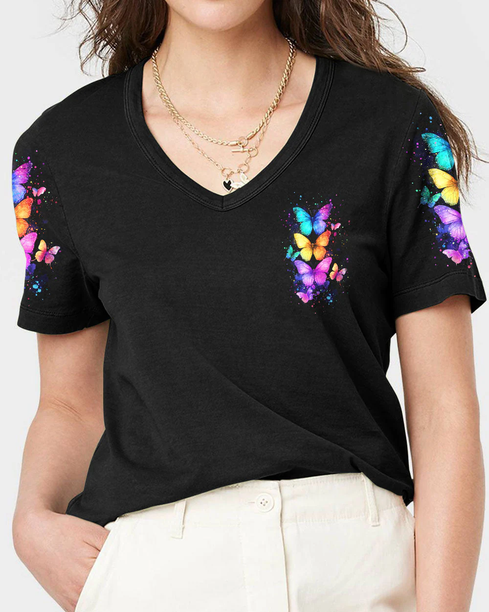 Faith Hope Love Butterflies Women's All Over Print Shirt - 2201251 - Image 11