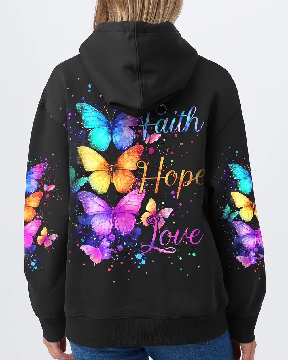 Faith Hope Love Butterflies Women's All Over Print Shirt - 2201251 - Image 2