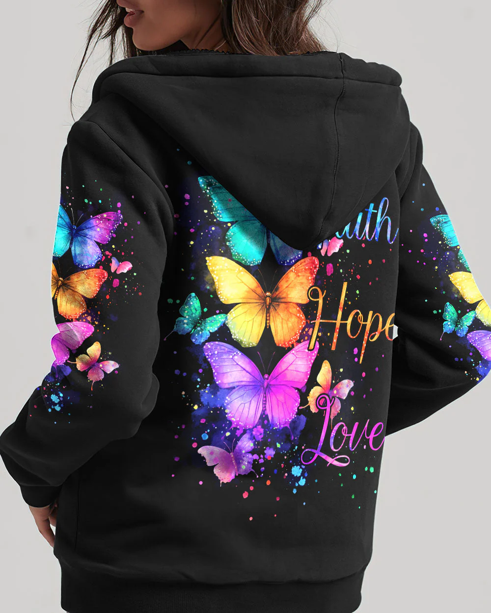 Faith Hope Love Butterflies Women's All Over Print Shirt - 2201251 - Image 4