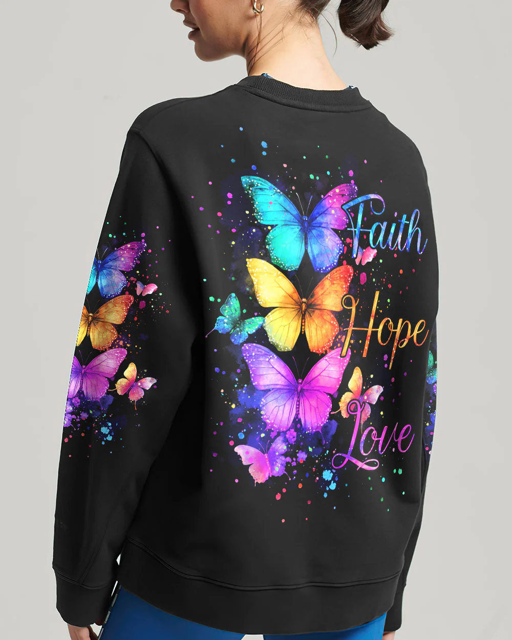 Faith Hope Love Butterflies Women's All Over Print Shirt - 2201251 - Image 7
