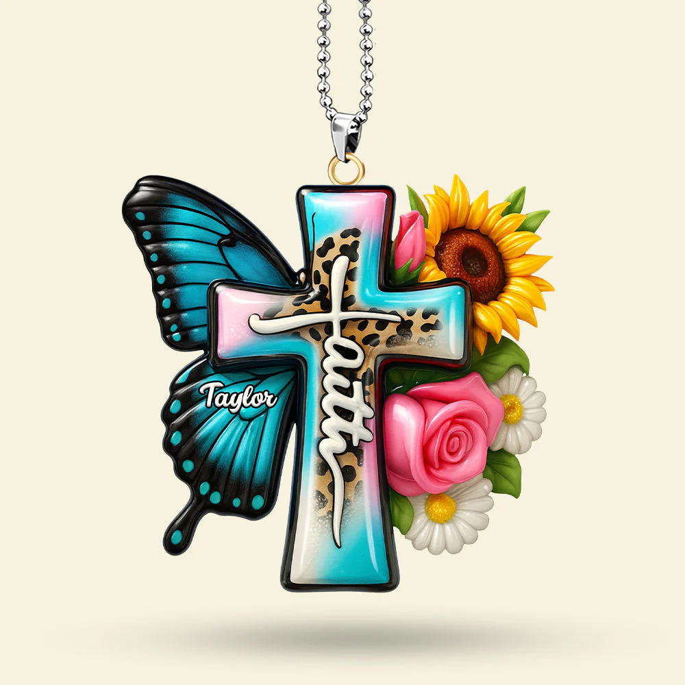 Faith In Bloom - Personalized Car Hanging Ornament - Gift For Christians | NL122 - Image 4