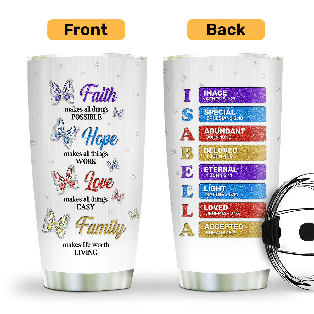 Faith Makes All Things Possible - Personalized Stainless Steel Tumbler - Gift For Her | HN02 - Image 4