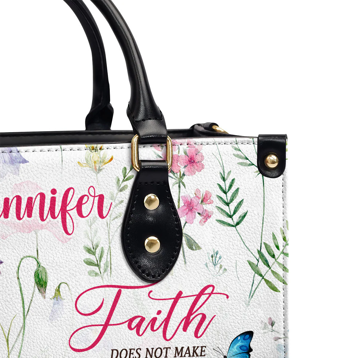 Faith Makes It Possible - Custom Name Floral Leather Handbag - Christian Gift For Her HD95 - Image 6