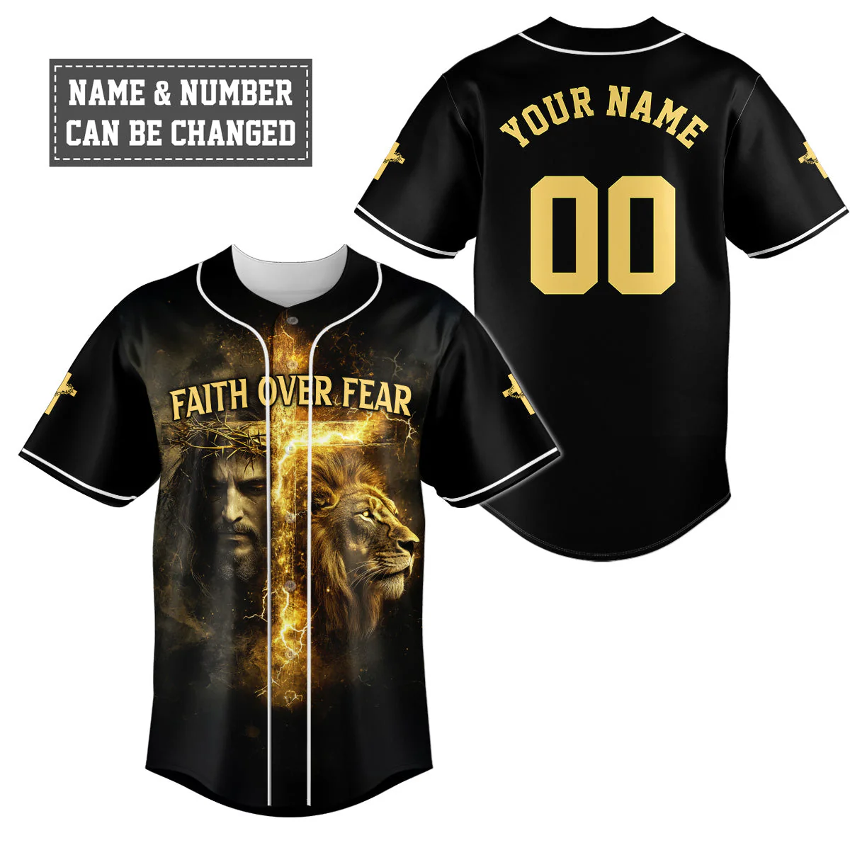 Faith Over Fear Baseball Jersey - Christant Gift For Him