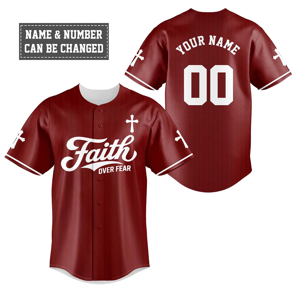 Faith Over Fear Baseball Jersey - Christant Gift For Him
