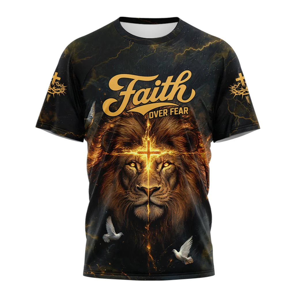 Faith Over Fear Divine Strength 3D TShirt