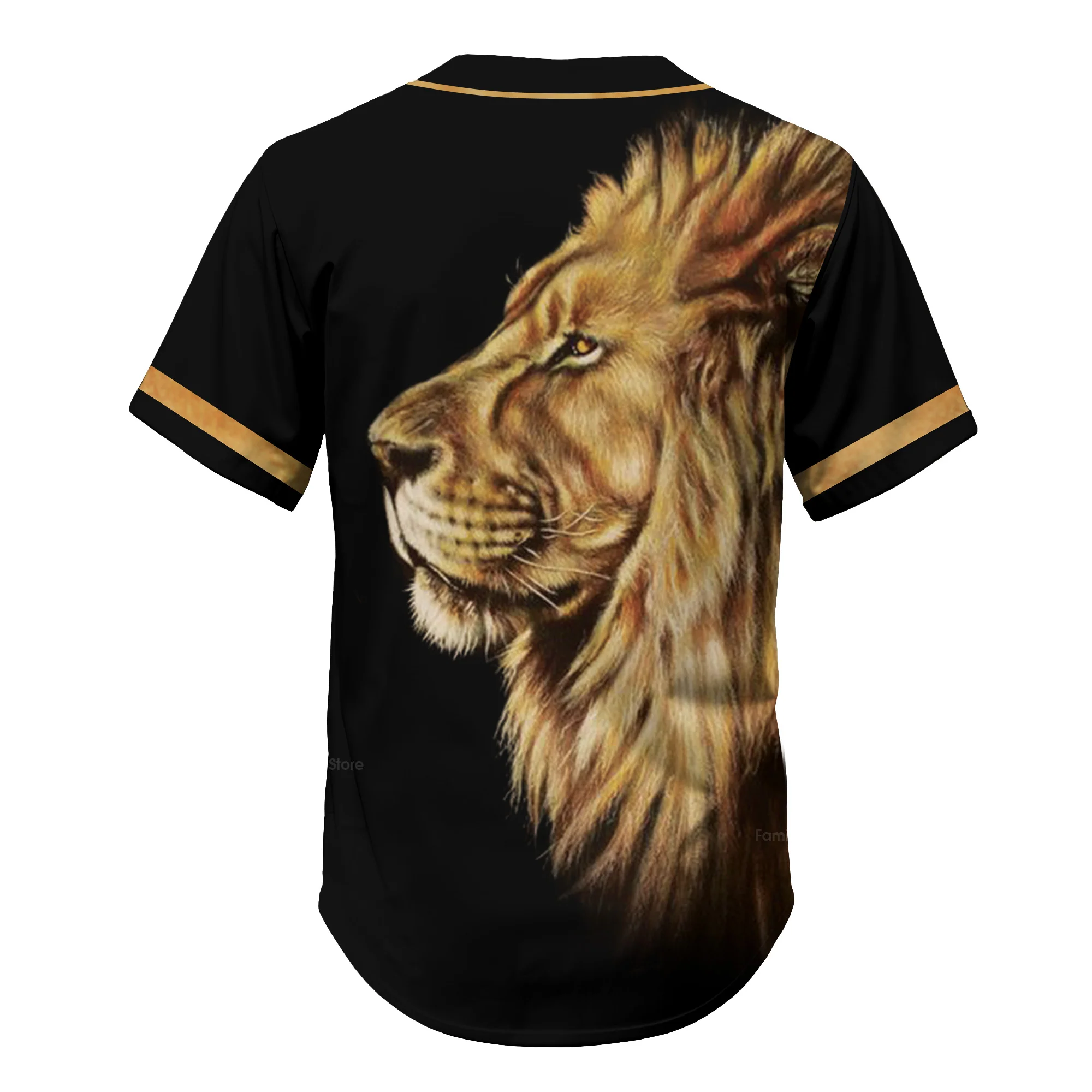 Faith Over Fear Lion King Jesus Black Baseball Tee Jersey Shirt Printed 3D - Image 6