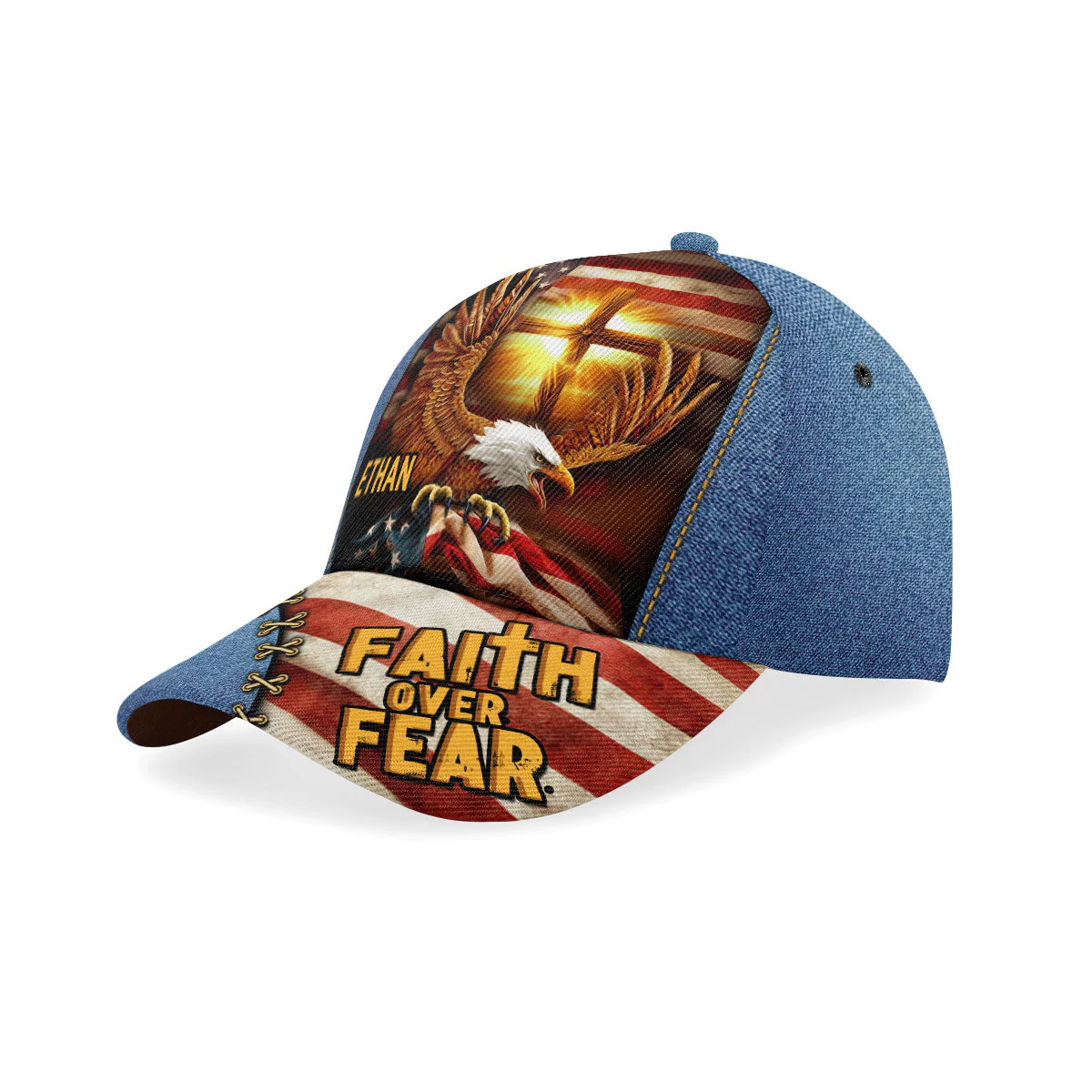 Faith Over Fear - Personalized Classic Cap - Christian Gift For Him BA01 - Image 2
