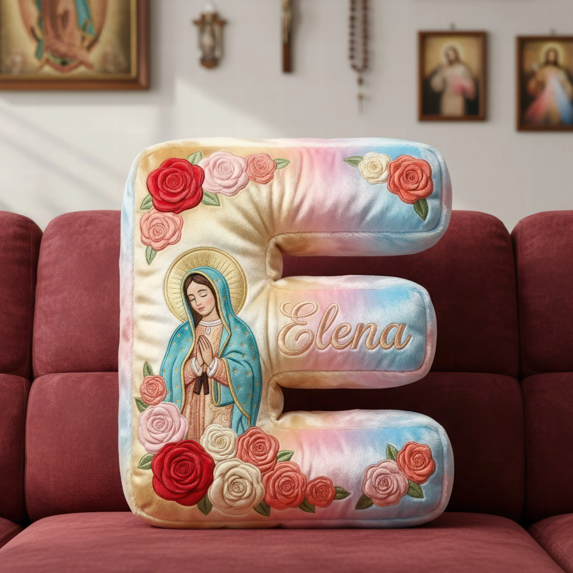 Faith Rose Alphabet - Personalized Custom Shaped Pillow - Gift For Christians NL122