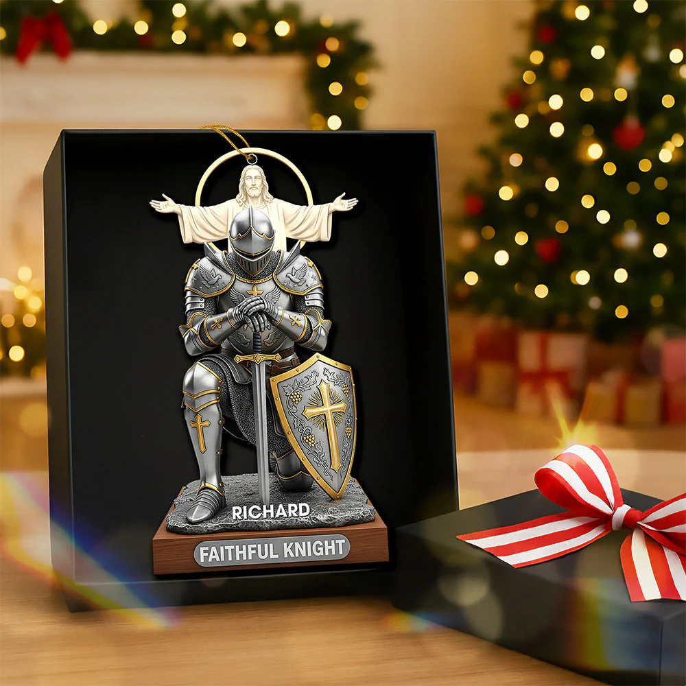 Faithful Knight Christmas – Personalized Acrylic Ornament - Gifts for Christian TD118 - Image 2