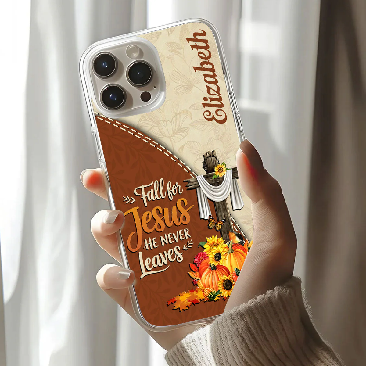 Fall For Jesus He Never Leaves - Personalized Phone Case TD118 - Image 3