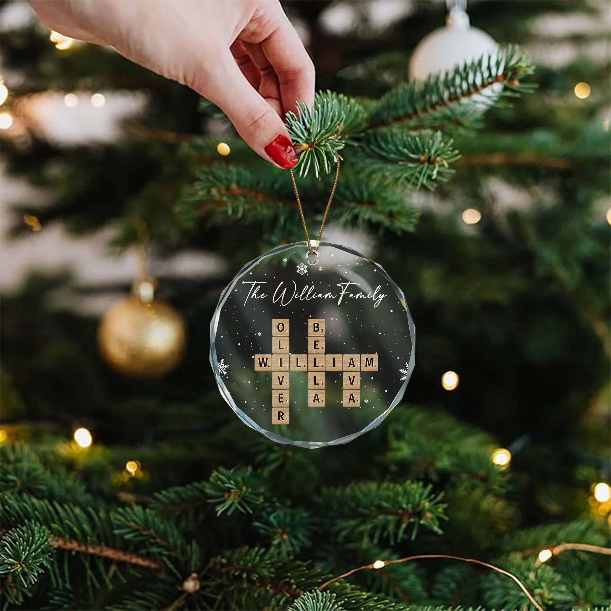 Family Crossword - Personalized Glass Ornament TD118 - Image 3