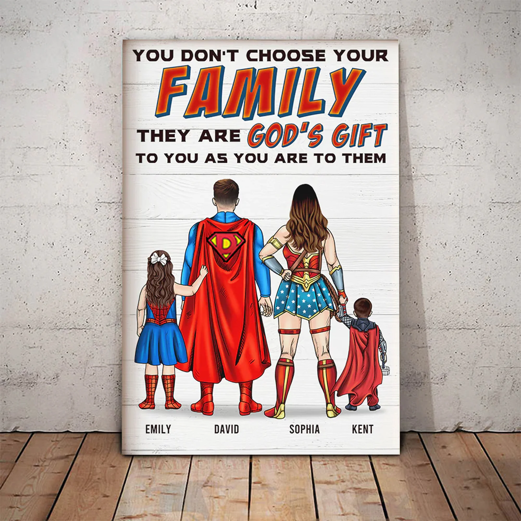 Family Is God's Gift - Gift For Dad, Father's Day - Personalized Canvas Poster - Image 3