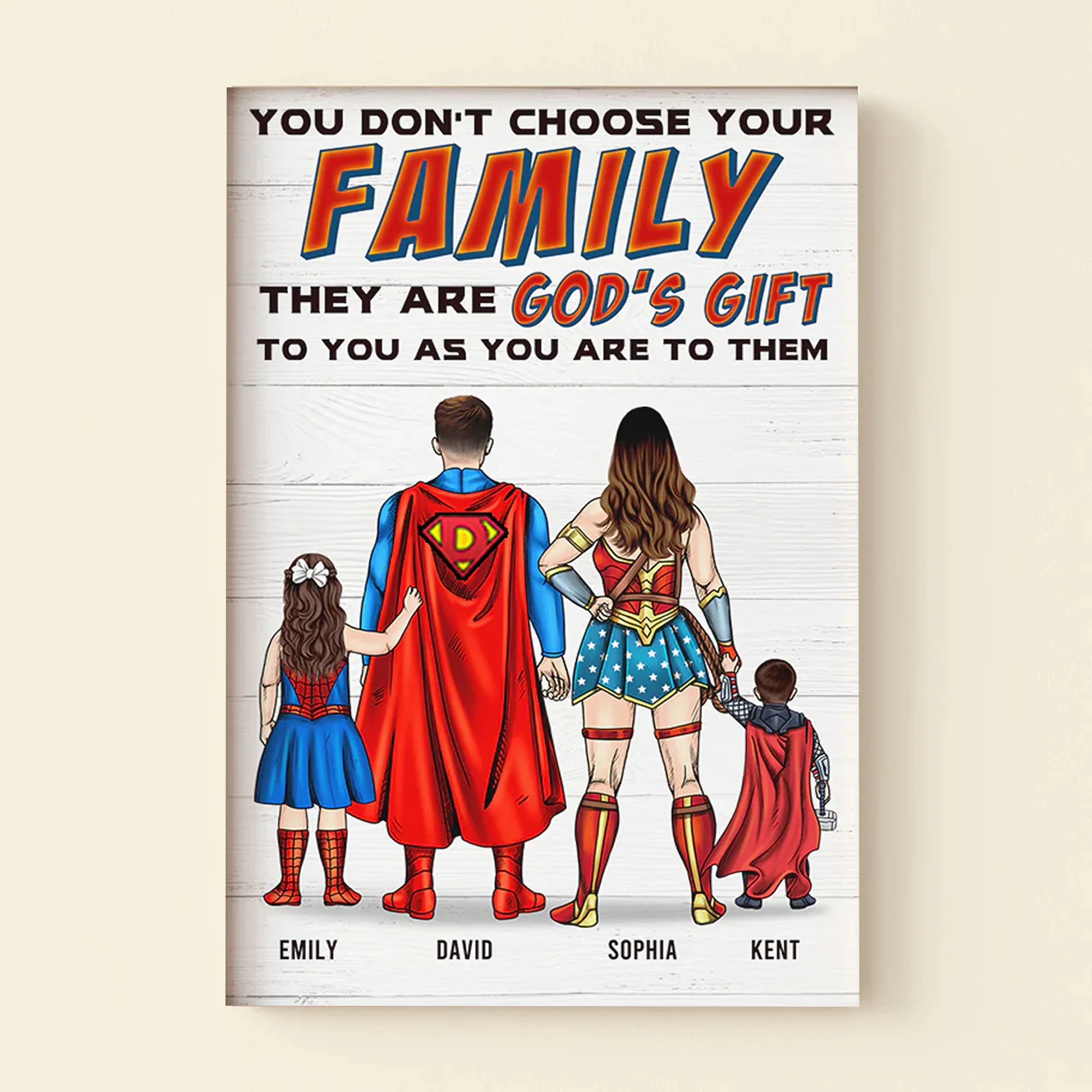 Family Is God's Gift - Gift For Dad, Father's Day - Personalized Canvas Poster - Image 4