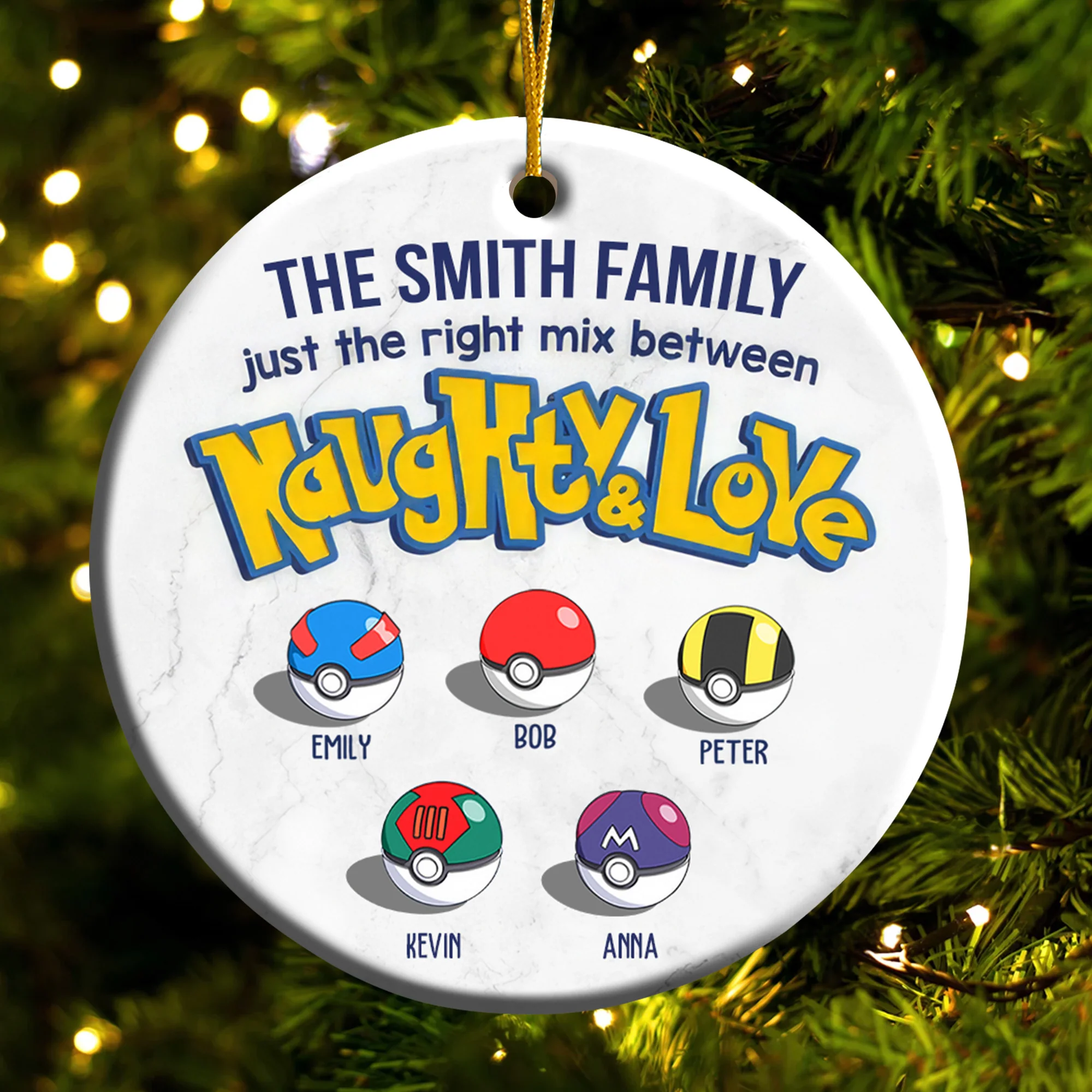 PoMo Family Just The Right Mix Between Naughty And Love - Gift For Family - Personalized Ceramic Ornament - CL10 NA94