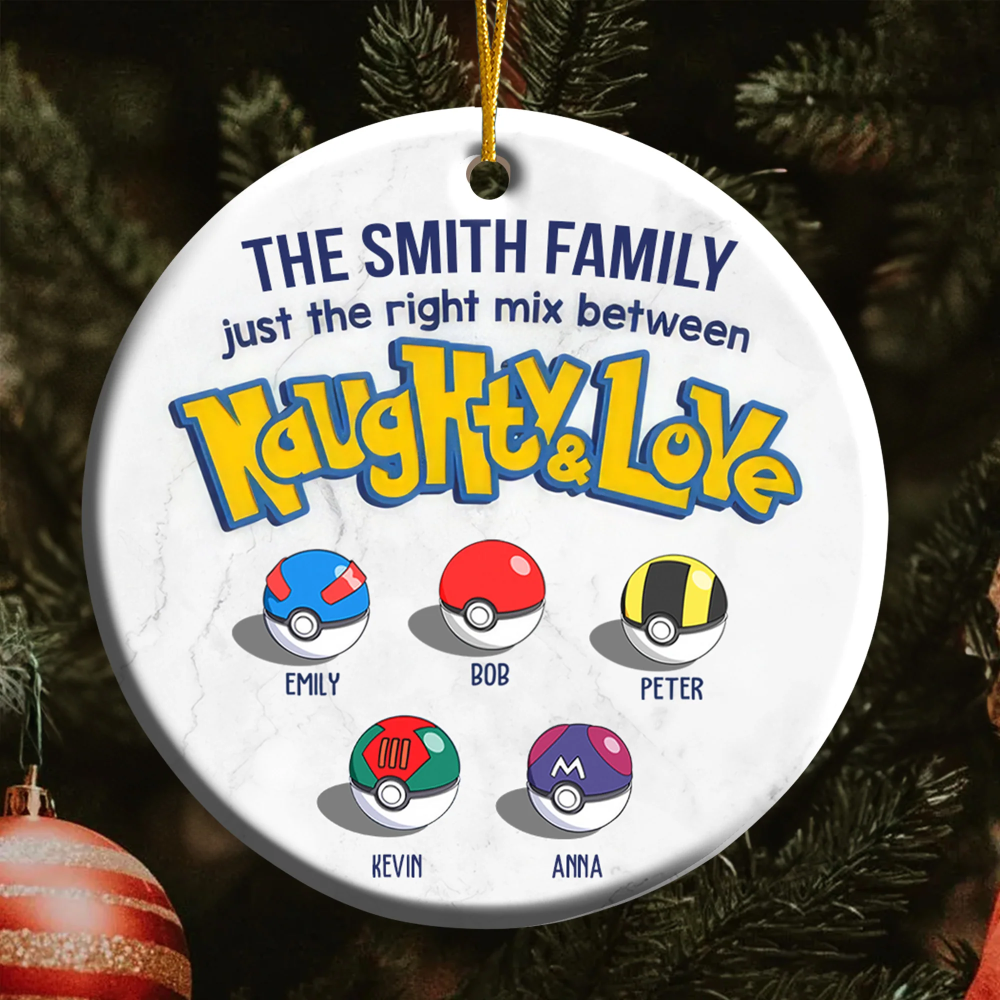 PoMo Family Just The Right Mix Between Naughty And Love - Gift For Family - Personalized Ceramic Ornament - CL10 NA94 - Image 6