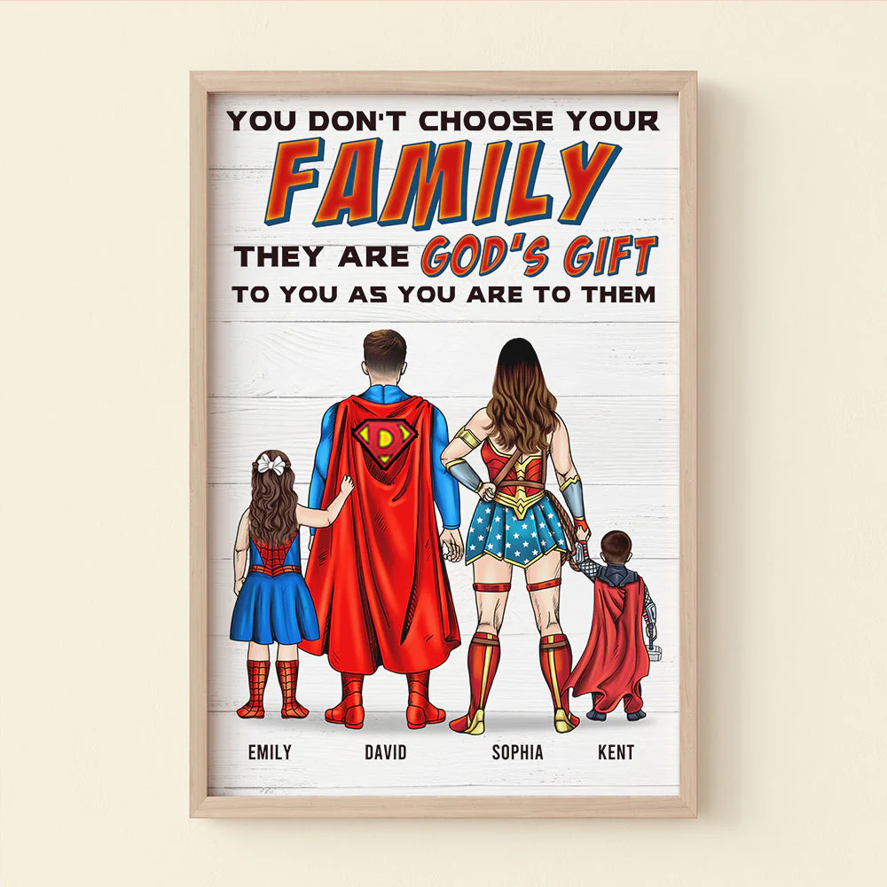 Super Hero Family, Personalized Canvas Print, Family Is God's Gift To You, Unique Home Decor - CL02 PT