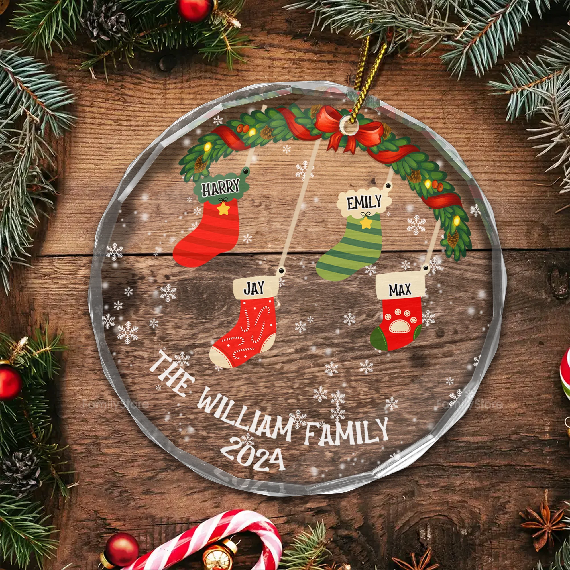 Family Stockings - Gift For Family - Personalized Glass Ornament NA94 - Image 5